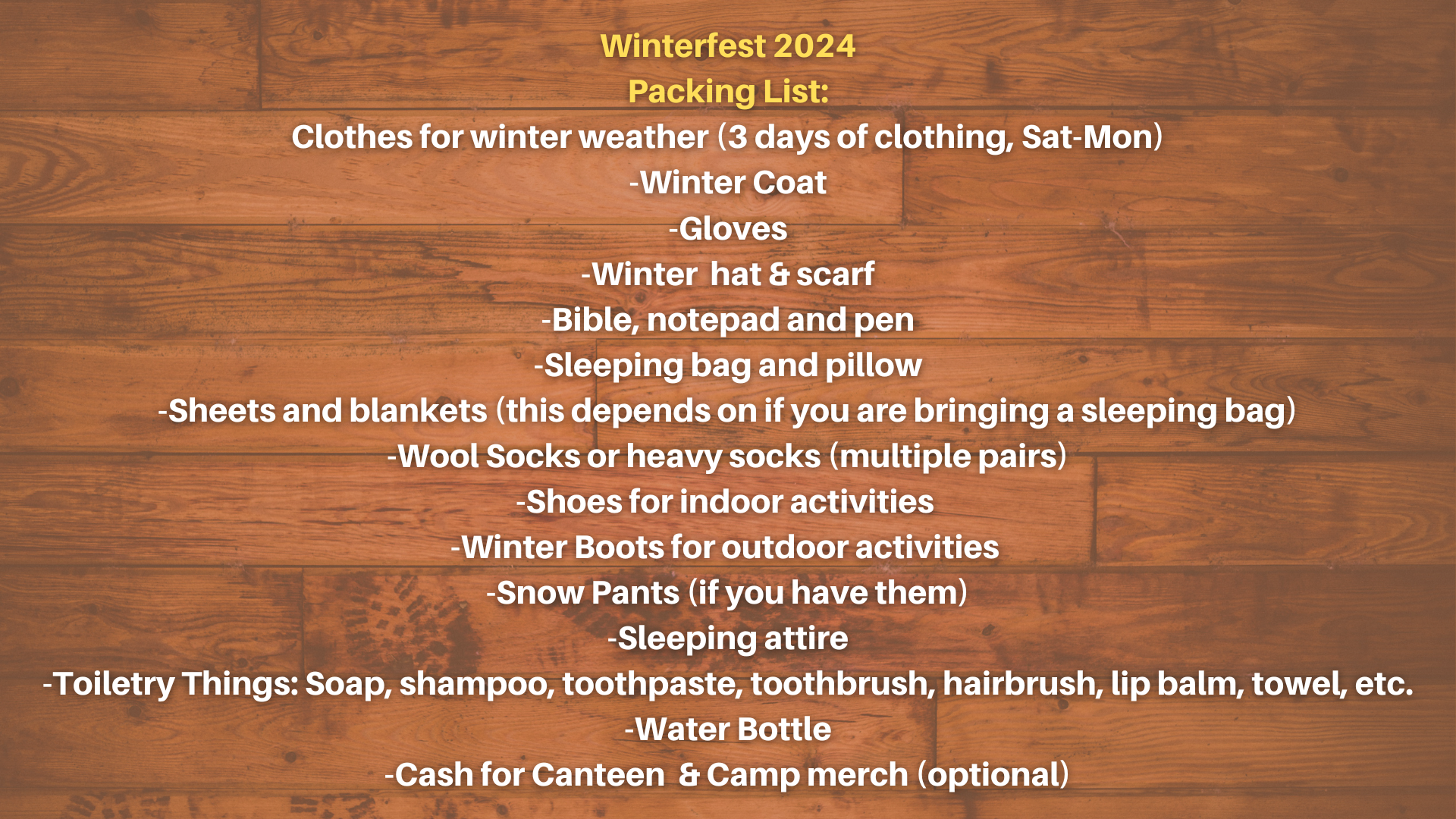 Winterfest PackingList 2024